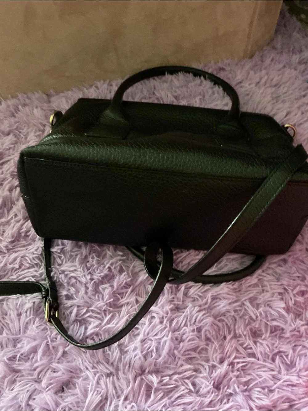 kate spade Black Pebbled Leather Satchel with Removable Strap